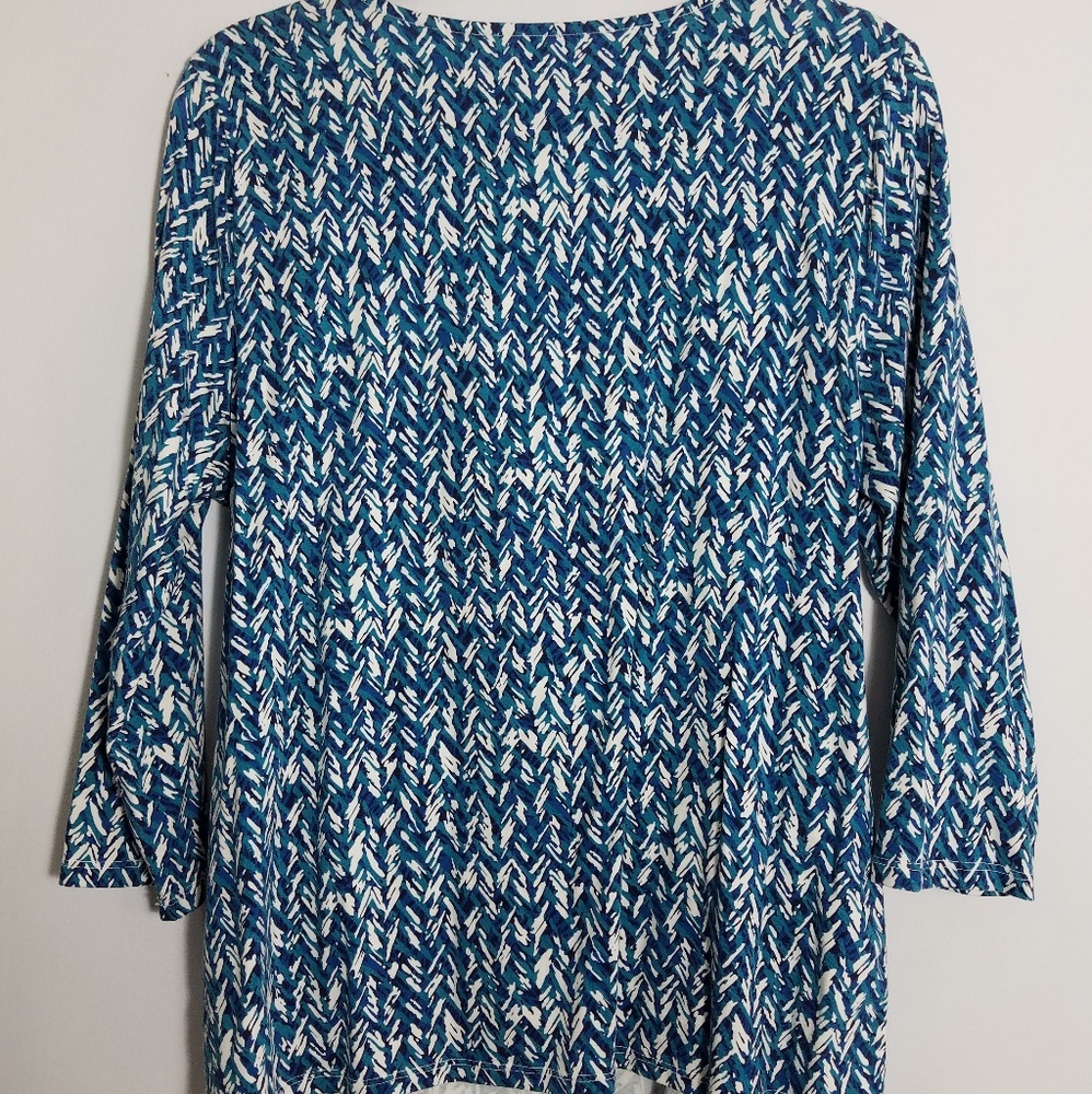 Flattering Talbots Blue Pattern Crossover Top, Xl - image 6